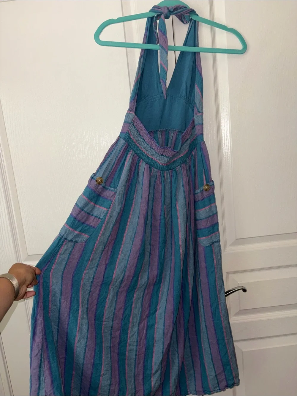URBAN OUTFITTERS BETSEY LINEN HALTER MIDI size S